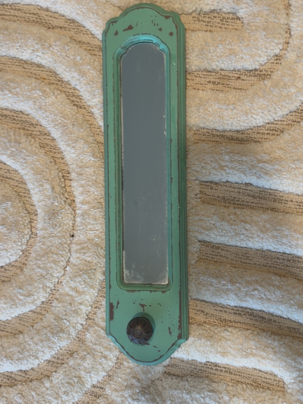 Vintage-Style Narrow Wall Mirror in Mint Green